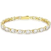 FANCIME 14K Gold Plated Birthstone Bracelets 4mm Sterling Silver Tennis Bracelets Gold Bracelets Birthday Jewelry Gifts for Women 7"