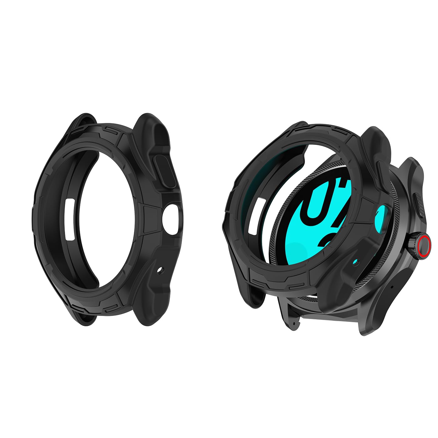 HOMTERN Case Designed for Ticwatch Pro 5,TPU Lightweight Shell Drop-proof Scratch-Proof Flexible Armor Heavy Protective Case,Black