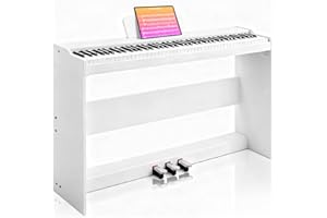 AiJoy 88-Key Digital Piano for Beginners, Velocity-Sensitive Keys, Electric Piano with Triple Pedal, MIDI & Headphone Support, Compact Elegant Design, Christmas & Birthday Gifts, White (ADP10)