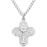 Rosemarie Collections Religious Gift Traditional Catholic Small Four Way Medal Pendant Necklace, 24"