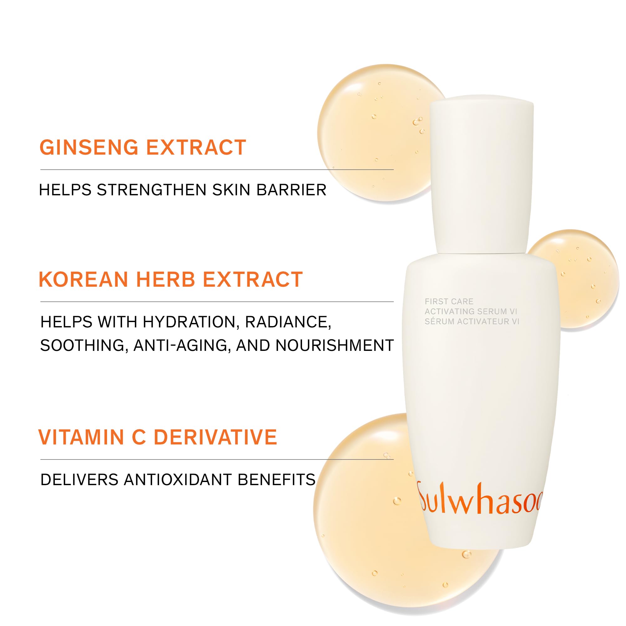 Sulwhasoo First Care Activating Serum - Skin Barrier Strengthening Anti-Aging Face Serum, Visibly Plumps & Hydrates, Reduces Visible Fine Line & Wrinkles, Vitamin C, Korean Skincare