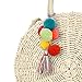 Straw Bag Pompom Pendant Handbag Keychain Colorful Tassel Ornaments for Women