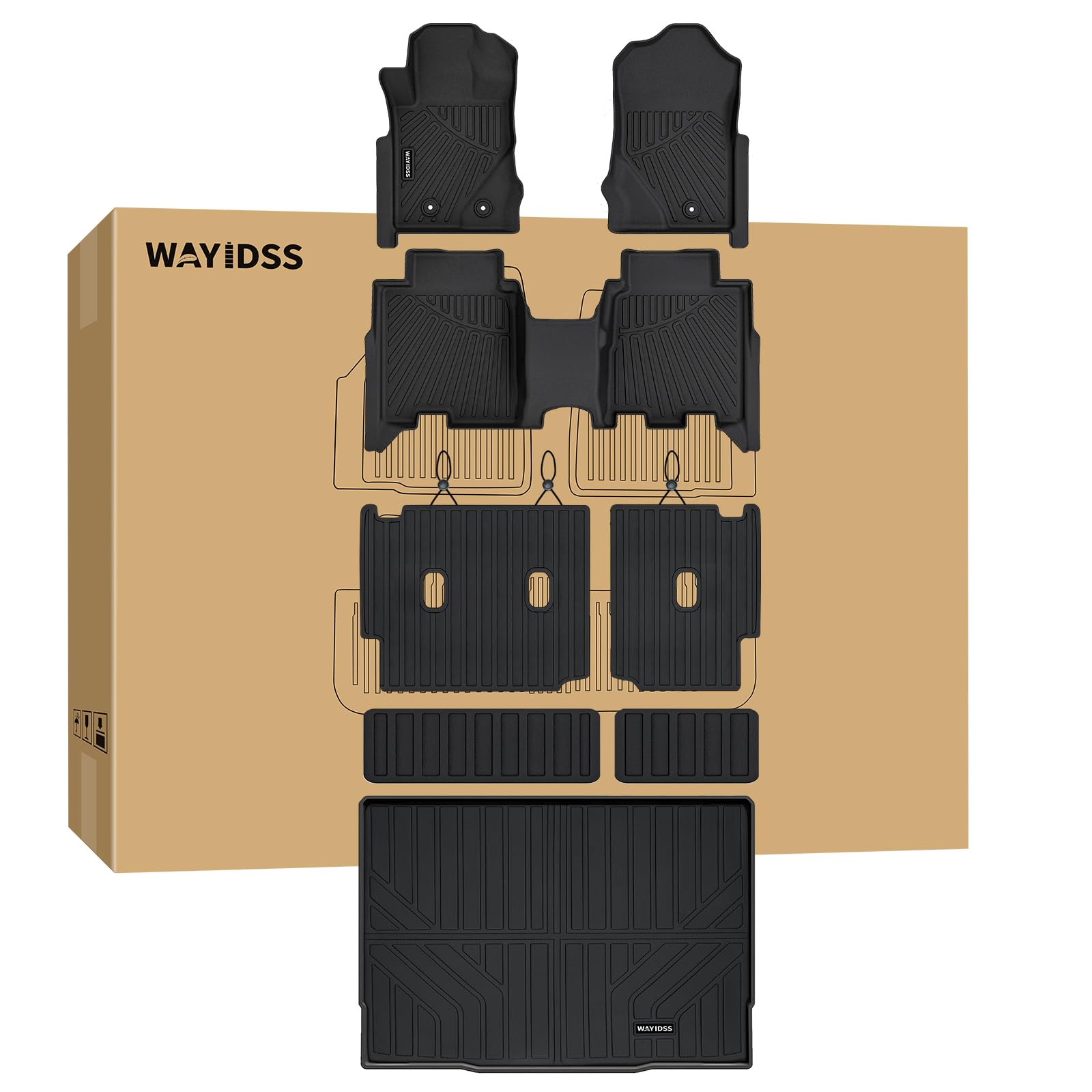 Photo 1 of Floor Mats for 2021-2024 2025 Ford Bronco 4-Door (Not for Sport) with Cargo Mat with Backrest Protection,TPE All Weather Protection 1st & 2nd Row Full Set Car Liners Covering The Backrest Accessories