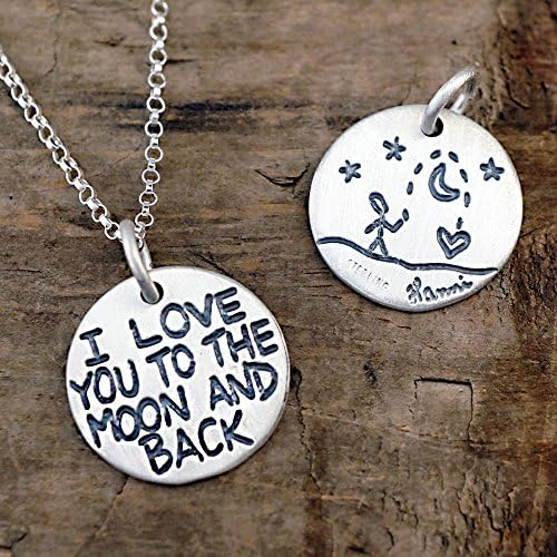 I Love You To The Moon And Back Necklace, Sterling Silver on 18" Chain