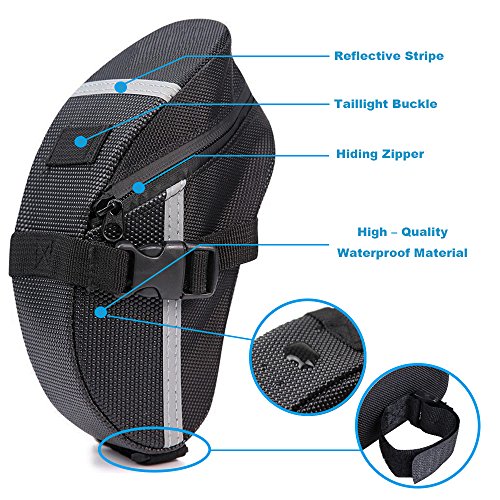 Bike Bag, KITBEST Bicycle Saddle Seat Bag, Multi-Function Cycling Mechanic Repair Tool Kit, Glueless Tire Tube Puncture Repair Patch & Tire Lever & Spoke Wrench & Multi Purpose Hexagon Wrench - Thumbnail 4