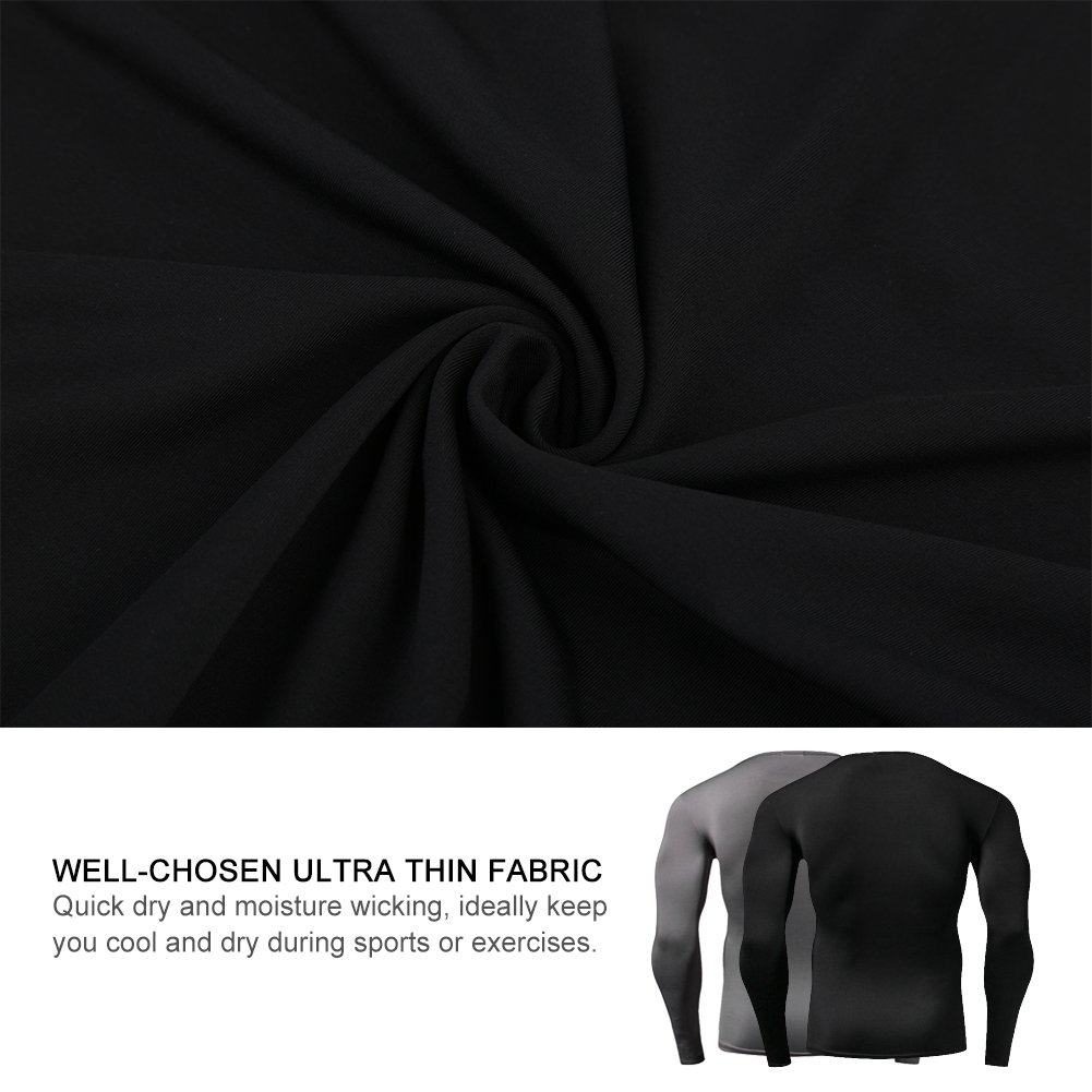FITIBEST T Shirt Homme Compression Séchage Rapide à Manches Longues 2 Pièces