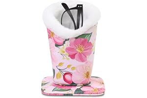 FlyingMage Plush Lined Eyeglasses Holder, Cute Magnetic PU Leather Glasses Stand Case for Women Men Kids