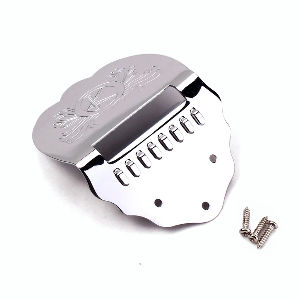 Alnicov K Word Scalloped Metal Mandolin Tailpiece Parts for 8 String Mandolin (Silver)