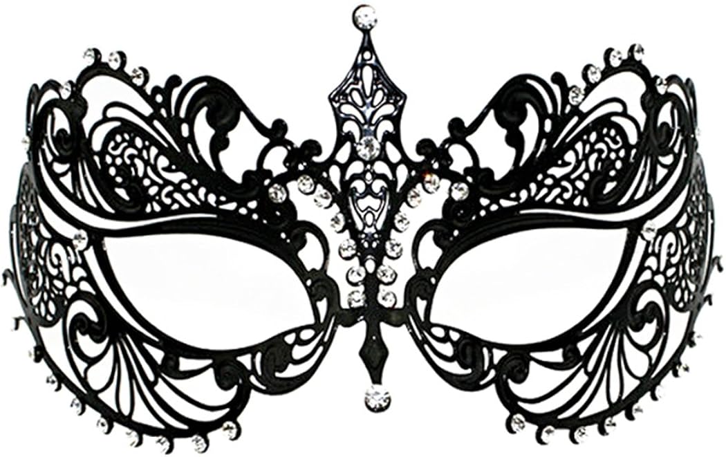 Coddsmz Laser Cut Metal Women's Masquerade Mask Mardi Gras Mask 1-Black
