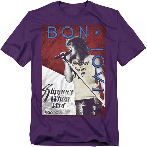 Amazon.com: Popfunk Bon Jovi 1986 Slippery When Wet Tour T Shirt