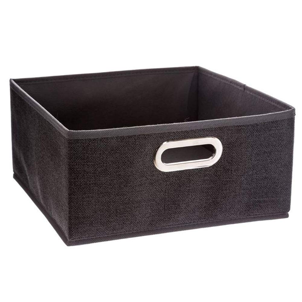 5 five simply smart 138886D Storage Box 31 x 15 x 31 cm (Chinese Dark Grey), Non-Woven and PP Plastic, Schwarz, U