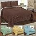 Collections Etc Calista Chenille Lightweight Bedspread with Fringe Border, Sage, Queen
