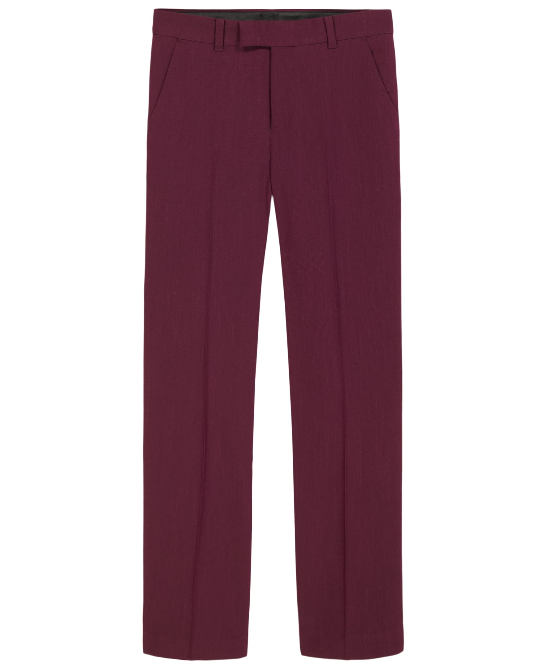 Calvin Klein Boys' Flat-Front Suit Dress Pant, Straight Leg Fit & Hemmed Bottom, Belt Loops & Functional Front Pockets, Dark Red, 10 Image