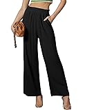 DOUBLJU Women Linen Pants Casual Loose High Waist