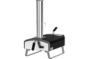 Q Pizza Portable Wood Fire Pizza Oven with Folding Legs, Outdoor Pizza Stove with Chimney for Outdoor Kitchen, Camping, RV, Tailgating, Beach, Backyard Pizza Maker, PS107