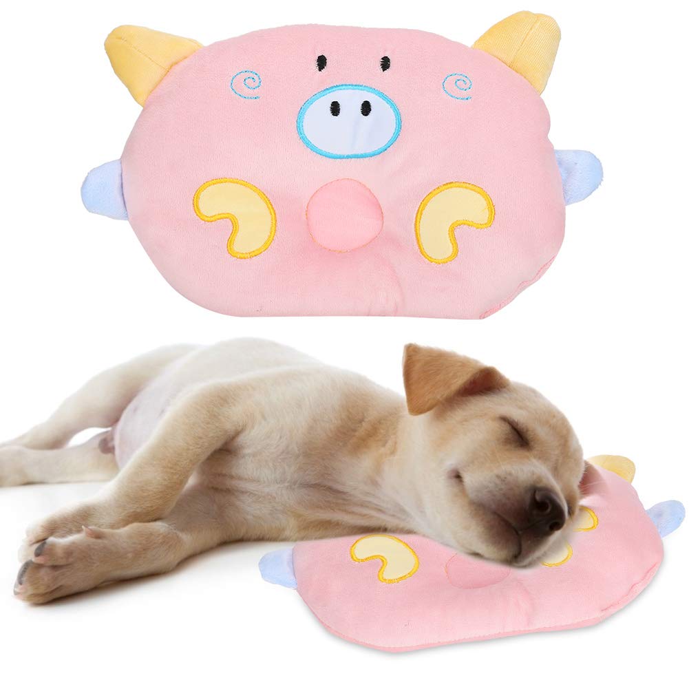 Zerodis Soft Pillow for Pet Cat Dog Small Dog Cloth Cartoon Pig Animal Shape Soft Bed Pillow Sleeping Supply for Four Seasons(Pink)