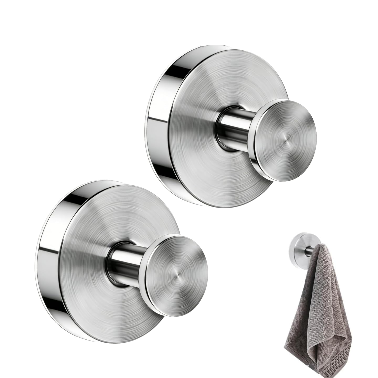 JIANGBINGREN 2 Pcs Reusable Suction Hooks, Stainless Steel Suction Cups Hook, Waterproof Heavy Shower Towel Hanging Holder, Used for Bathroom, Glass Door, Kitchen, Mirror and Other Smooth Walls