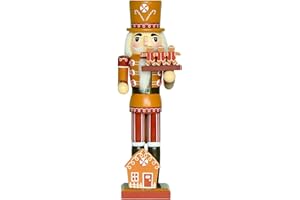 CynynYxy Gingerbread Nutcracker Figures 14 Inch Nutcracker Christmas Decor Traditional Wooden Nutcracker Ornaments for Desktop Table Shelves Collectible Xmas Decor(Gingerbread A)