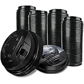 Pack of 200, Black Disposable Coffee Cup Lock Lids, Coffee Cup Lids 10-20 oz
