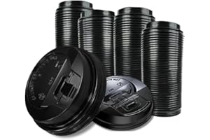 HOMELANCE Pack Of 200, Black Disposable Coffee Cup lock Lids, Coffee Cup Lids 10 oz 12 oz 16 oz 20 oz, Leak-Proof Plastic Coffee Lids, Heat-Resistant & Strong Hot Cups Lid For Coffee Cups For Everyday