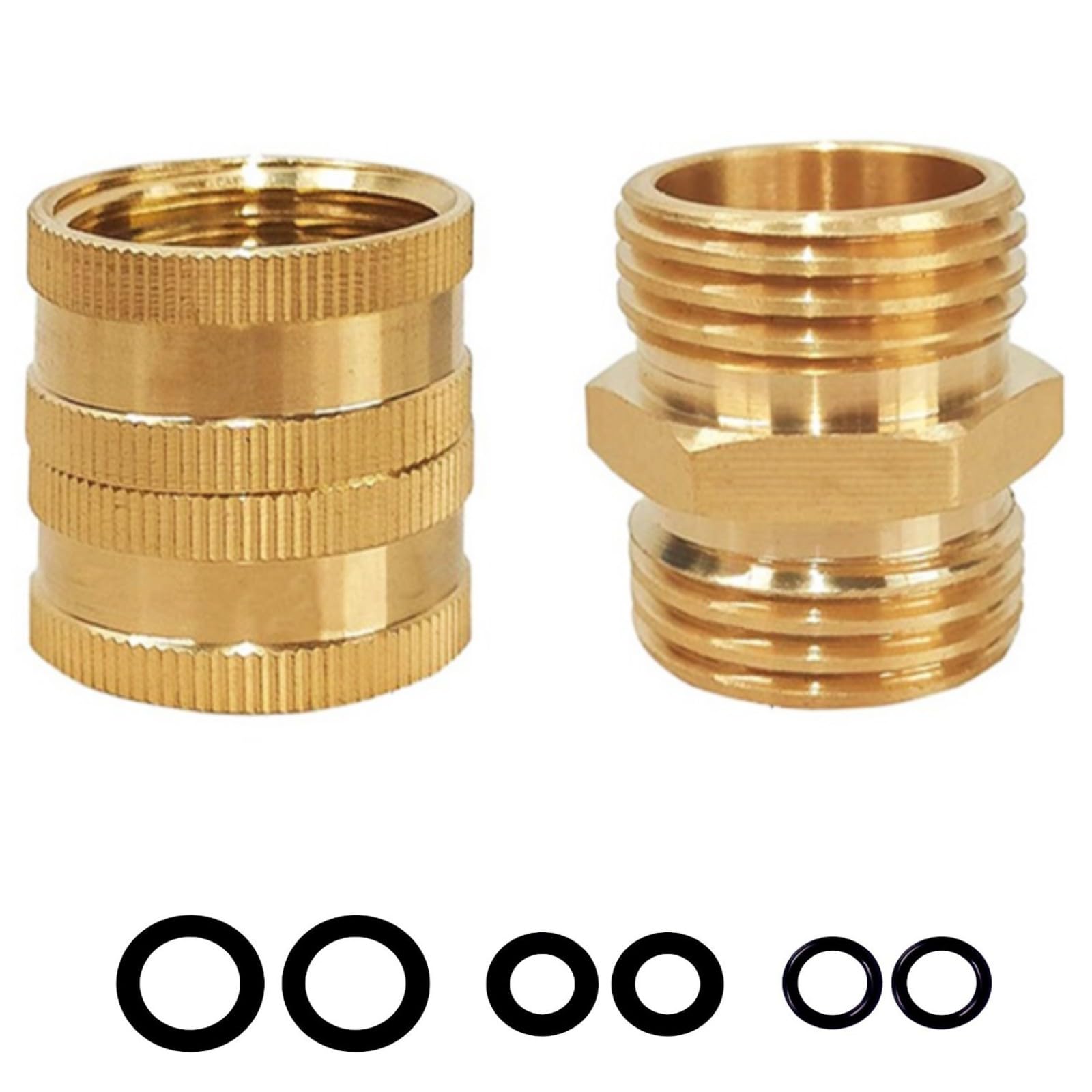 YAAVAAW Brass Garden Hose Pipe Connector Adapter 3/4 Inch,Male to Male & Female for Connect Hoses Equipped Irrigation,Hose Pressure Washer Connection — image 1