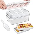 Ice Cube Tray with Lid and Bin, 56 pcs Ice Trays for Freezer, with 2 trays, Ice Cube Molds, Container, Lid & Ice Scoop, Spill-Resistant, Easy Release, BPA Free(Pink)