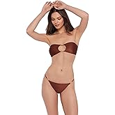 Steve Madden Womens Cutout Bandeau Bikini Top with Gold Beads