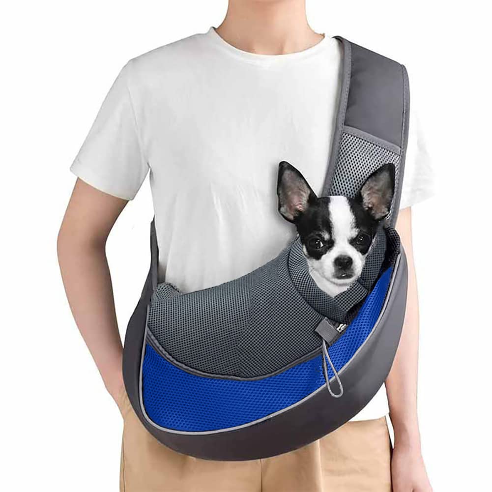 Pet Sling Carrier - Hand-Free Dog & Cat Sling Bag - Breathable Mesh - Adjustable Shoulder Strap - For Small Pets - Travel & Outdoor Walking