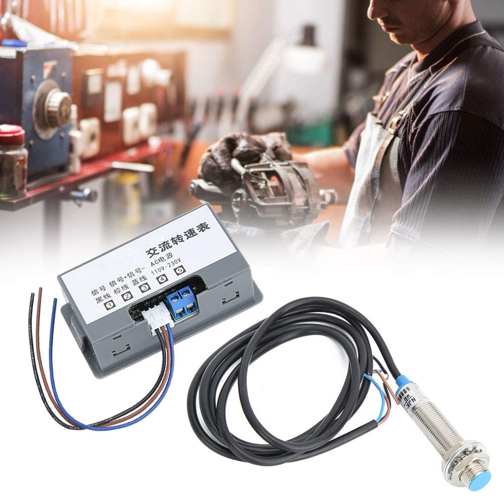 Oumefar 1pc Digital Speed Meter 4-Digit Tube Display High Measurement Accuracy Tachometer AC220V