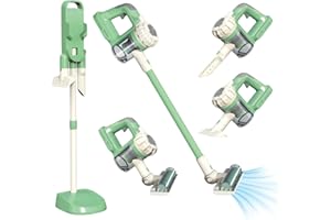 VARANO 3-in-1 Kids Vacuum That Really Works, Toddler Toy Vacuum Cleaning Set for Children Aged 3+, Fun Kids Working Toy Vacuum Cleaner with Working Suction for Realistic Play (Green)