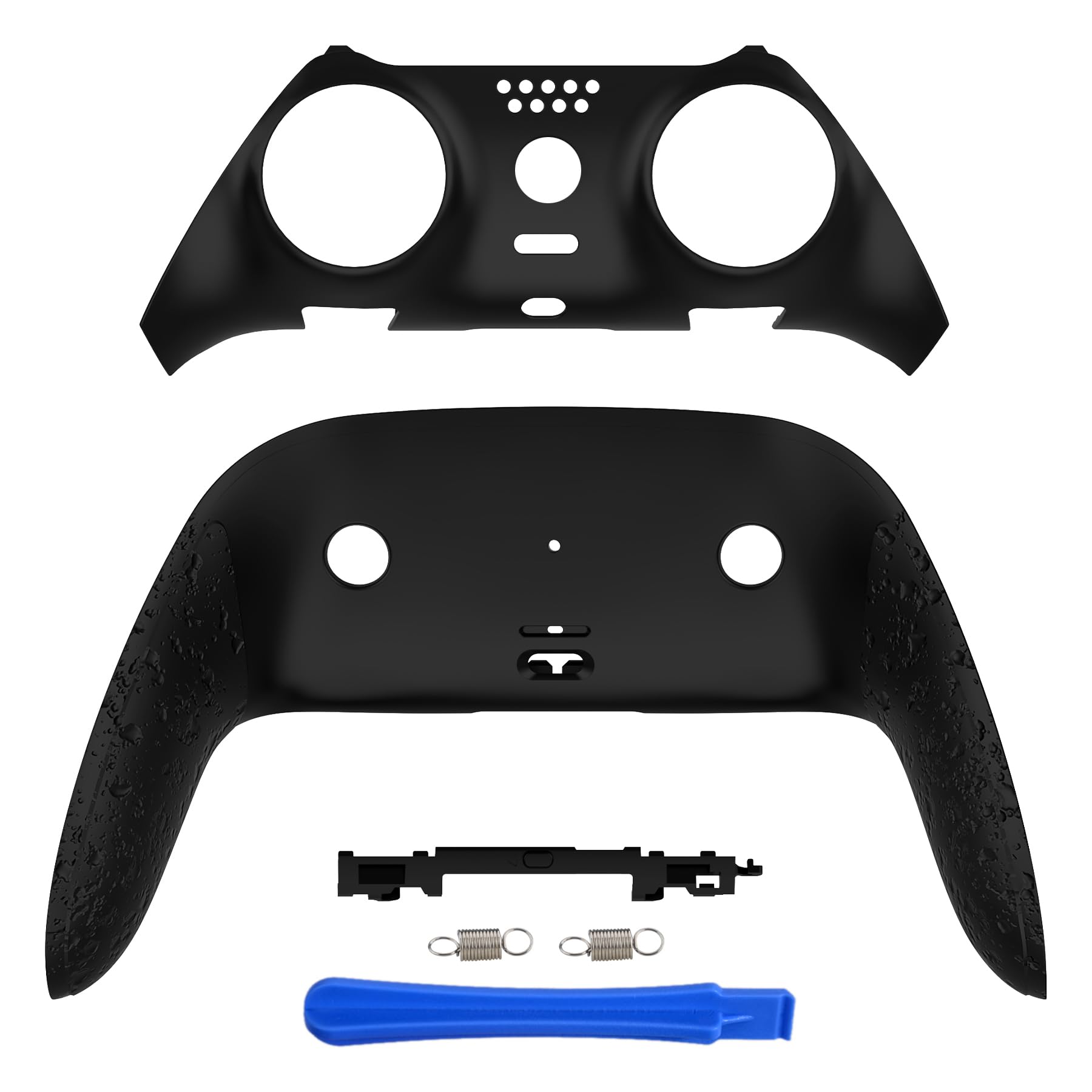 eXtremeRate Top Bottom Decorative Trim Shell Compatible with p s 5 Edge Controller DIY Replacement Front Back Clip Shell, Custom Textured Black Plates Cover Compatible with p s 5 Edge Controller