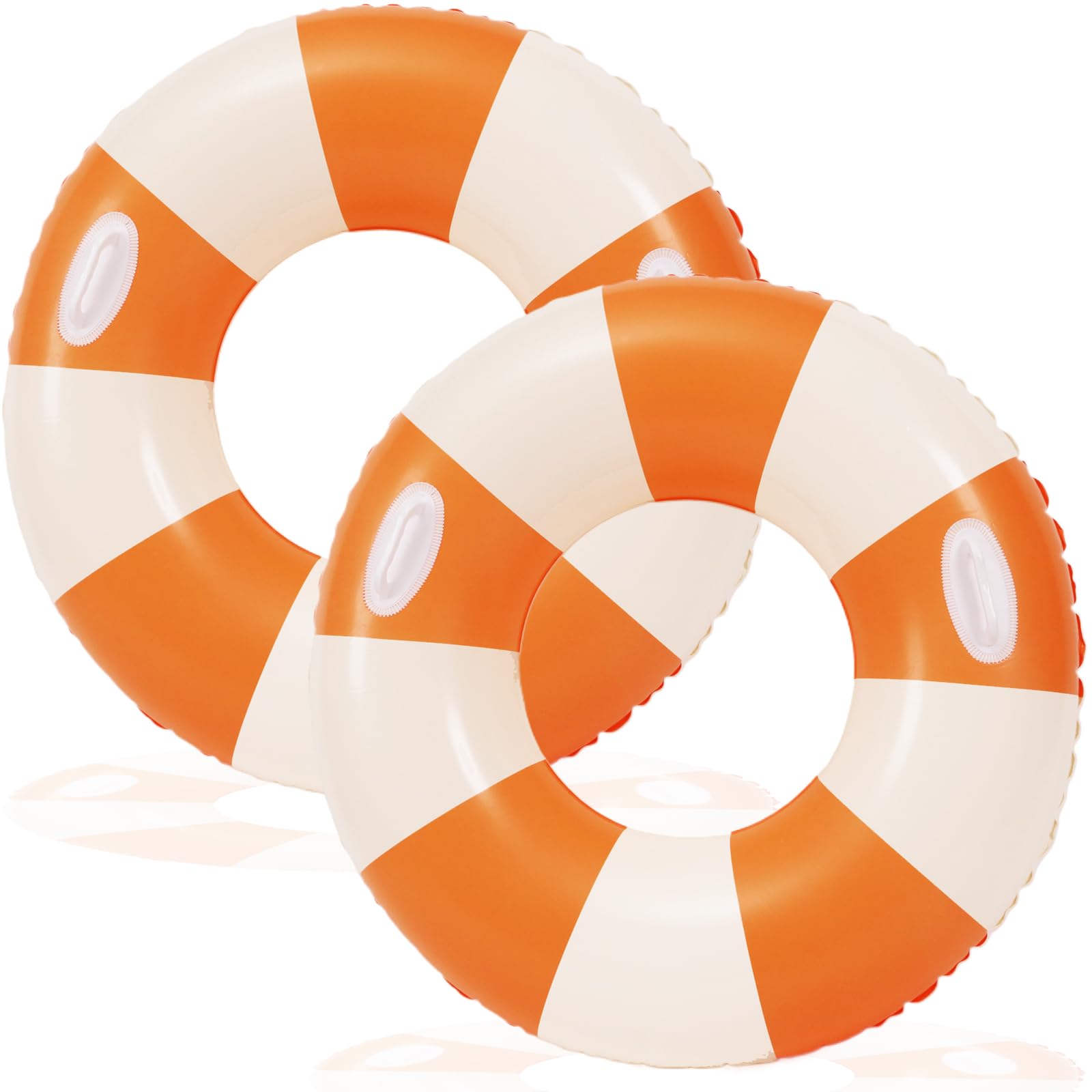 Photo 1 of 2PCS Pool Floats for Adult 43 Inch Striped Swim Ring Pool Floaties Inflatable Large Swimming Pool Raft Party Water Summer Beach Lounger Float Party Supplies (Striped)
