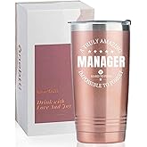 Onebttl Manager Gifts for Women Insulated Stainless Steel Tumblers with Lids Straws, 20oz Funny Manager Gift Idea for Women/Female in Boss Day, Birthday, Christmas, Appreciation - Amazing Manager