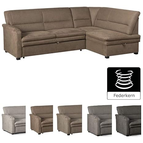 CAVADORE Ecksofa Pisoo/L-Sofa mit hochwertigem Federkern im klassischen Design/Ottomane rechts/Größe: 245 x 89 x 161 cm (BxHx