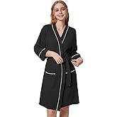 SIORO Waffle Knit Robe for Women, Short Kimono Lightweight Bathrobe with Pockets, 3/4 Sleeves Loungewear for Spa & Shower