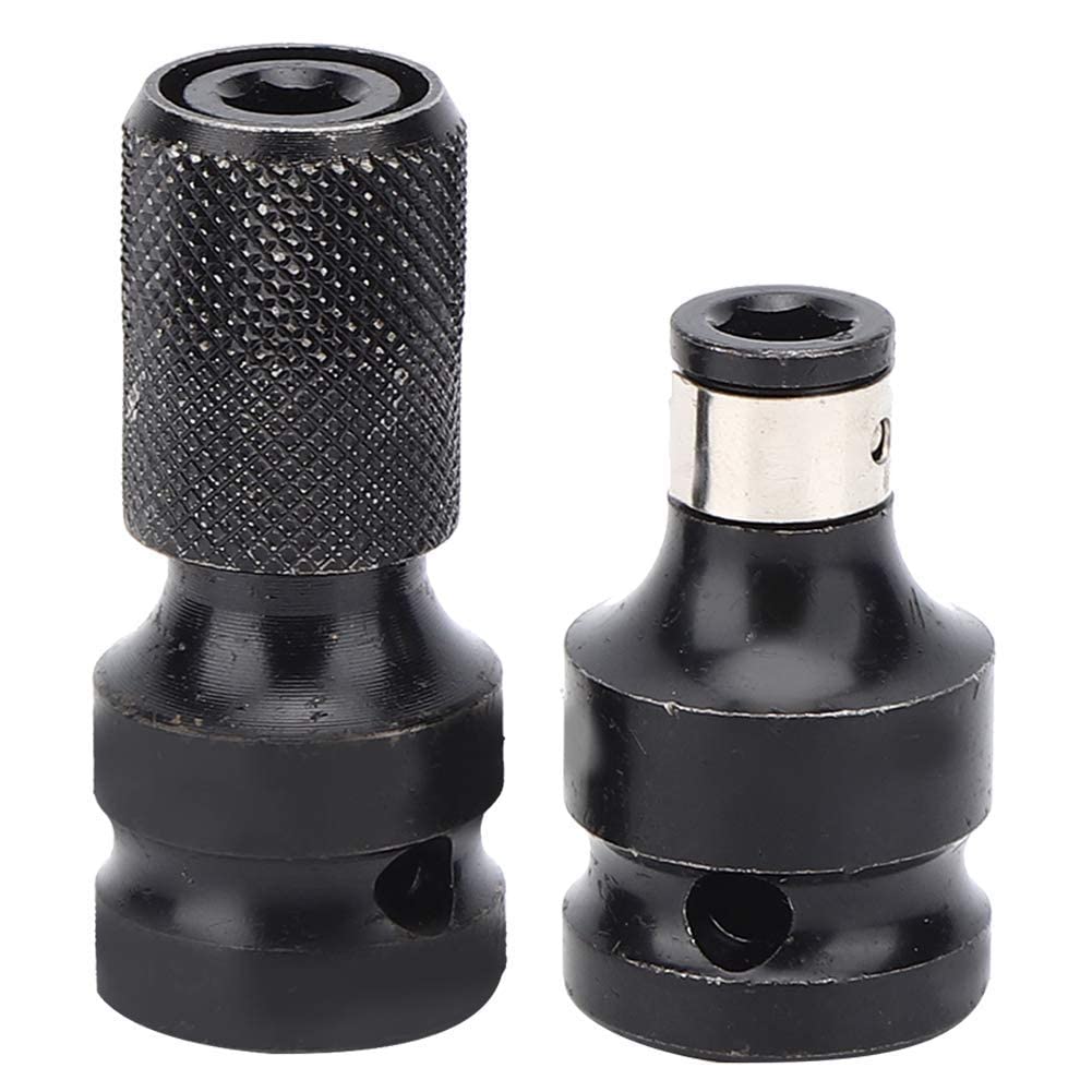 LiebeWH 1/2in Square 1/4in Hex Socket Adapter 45# Steel Quick Change Chuck Adapter Chuck Conversion Kit for Pneumatic or Electric Impact Wrench