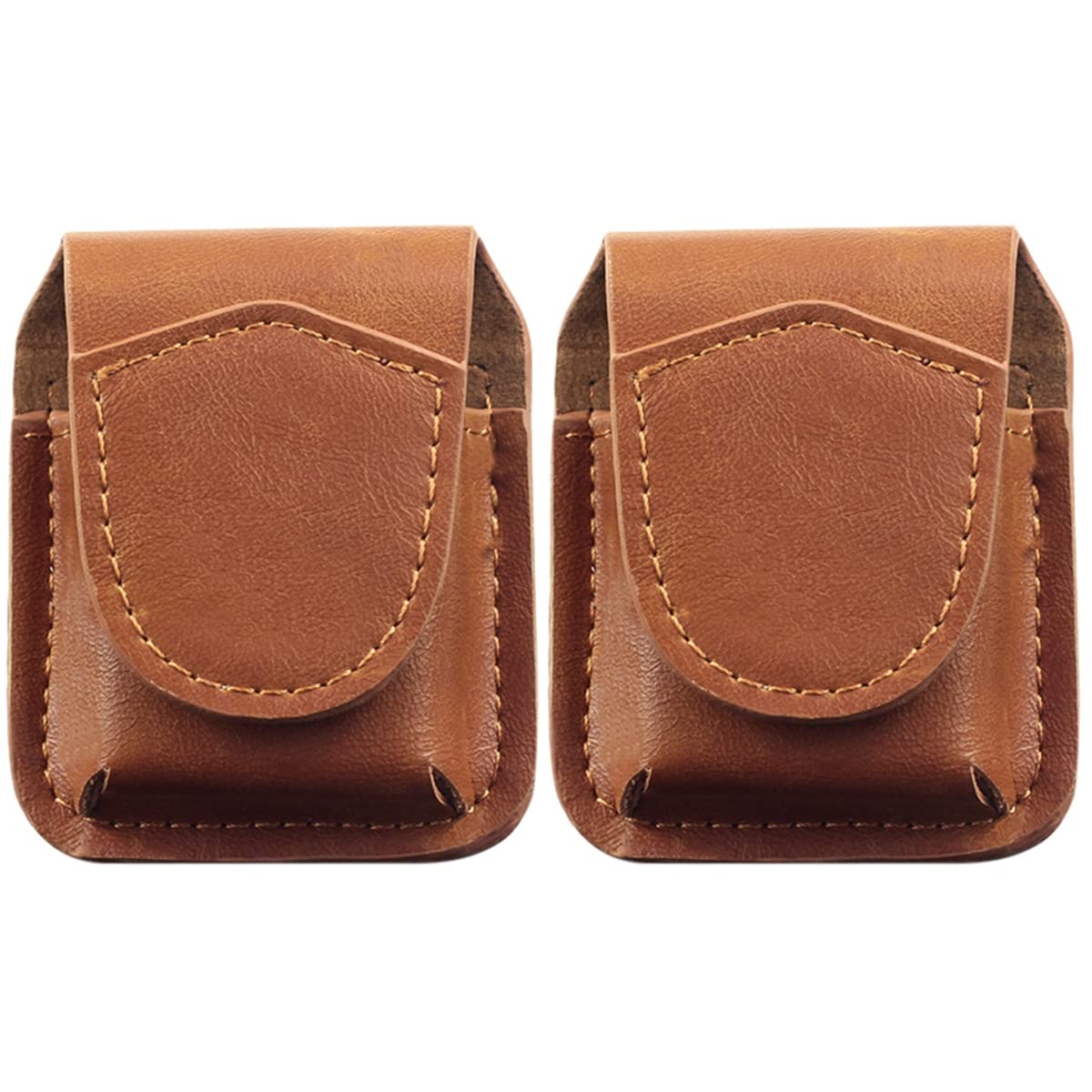 Yardwe Pouch Leather Lighter Case with Secure Clip Compact Travel Storage for Men 3X2.4X2.4 Inch Lightweight Protective Sleeve