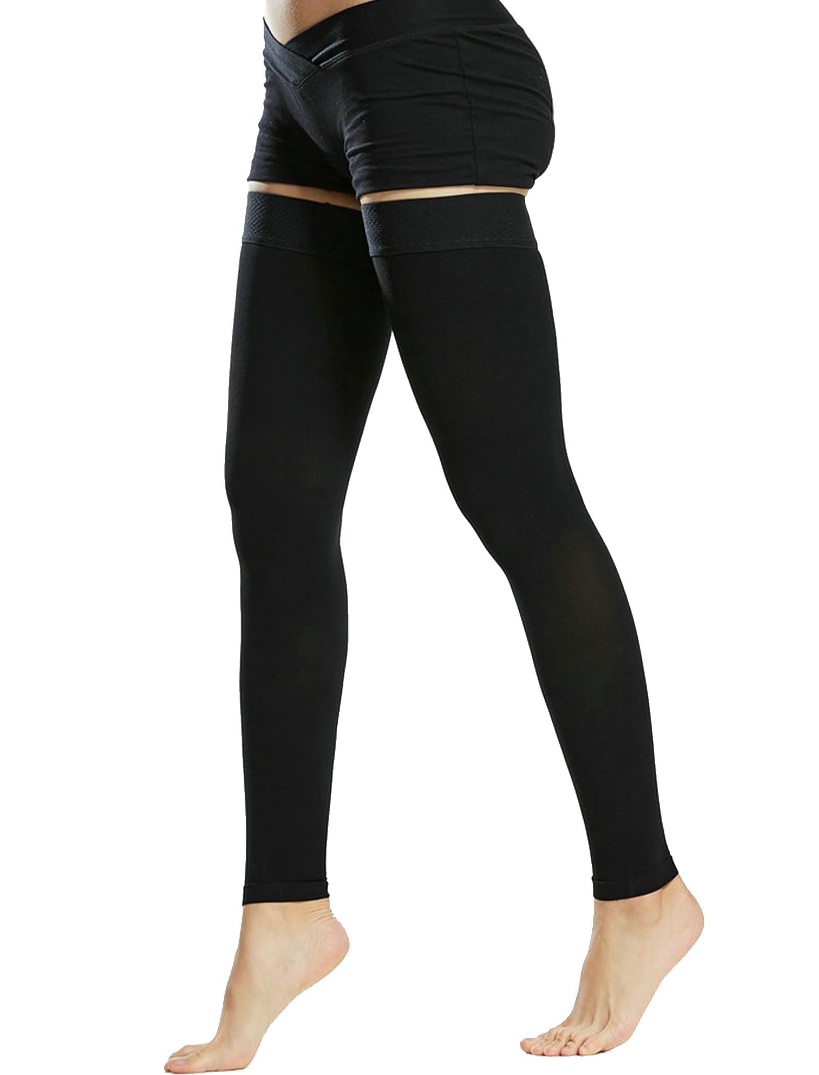 Evolyline Medical Toeless Thigh High Compression Stockings Women & Men with Silicone Band, Firm 20-30 mmHg Compression Socks Graduated Support Socks Stockings for Varicose Veins, Edema, Flight Flying