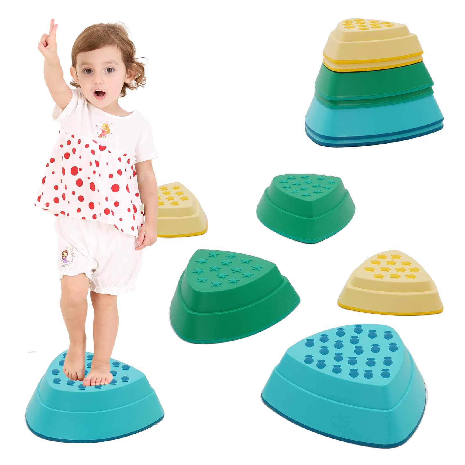 Ark miido Stepping Stones for Kids 6pcs Anti-skidding Stepping Stones Set Balance Blocks Indoor & Outdoor Fitness Equipment Promotes Balance Coordination & Strength