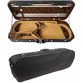 Vetimobato Adjustable Violin Viola Double Case Holds 4/4 Violin &amp; 15-17 Inch Viola Hard Shell Backpack with 4 Bow Holders 2 Back Straps Durable &amp; Lightweight for Musicians (Black 600D Nylon)