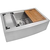 Ruvati 33-inch Apron-front Workstation Farmhouse Kitchen Sink - 16 Gauge Stainless Steel Kitchen Sink Single Bowl with Brushe