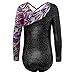 HOZIY Long Sleeve Leotards for Girls Gymnastics Dance 9-10 Shiny Colorful Ribbons Pink