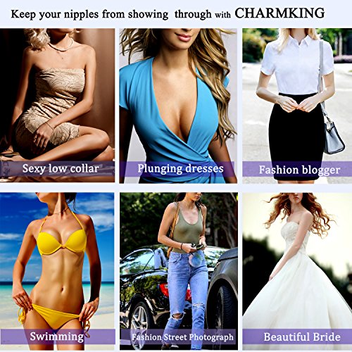 image for CHARMKING 20 Pairs Pasties Womens Adhesive Nipple Covers Invisible Rou