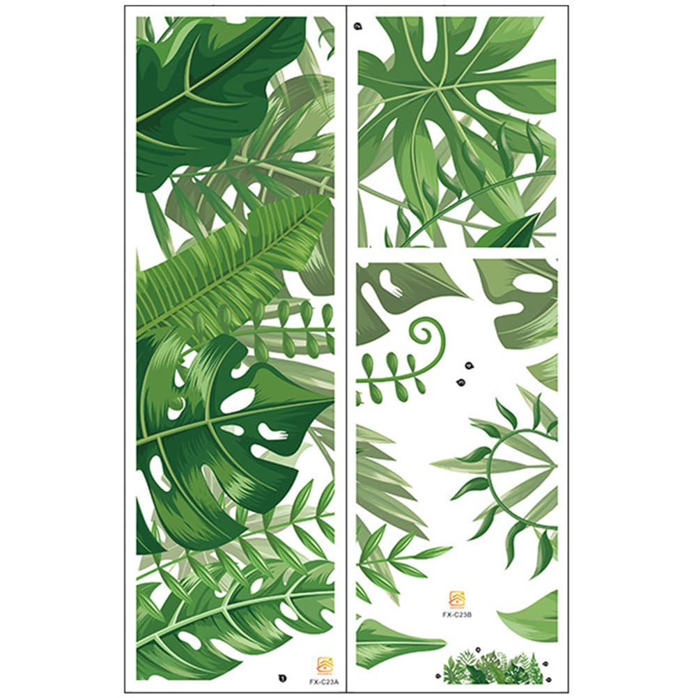 FOMIYES Large Green Leaf Wall Decals Tropical Plant Leaves Wall Decal Peel and Stick Removable Monstera Leaf Window Stickers for Kids Bedroom Nursery Playroom Jungle Party Decor