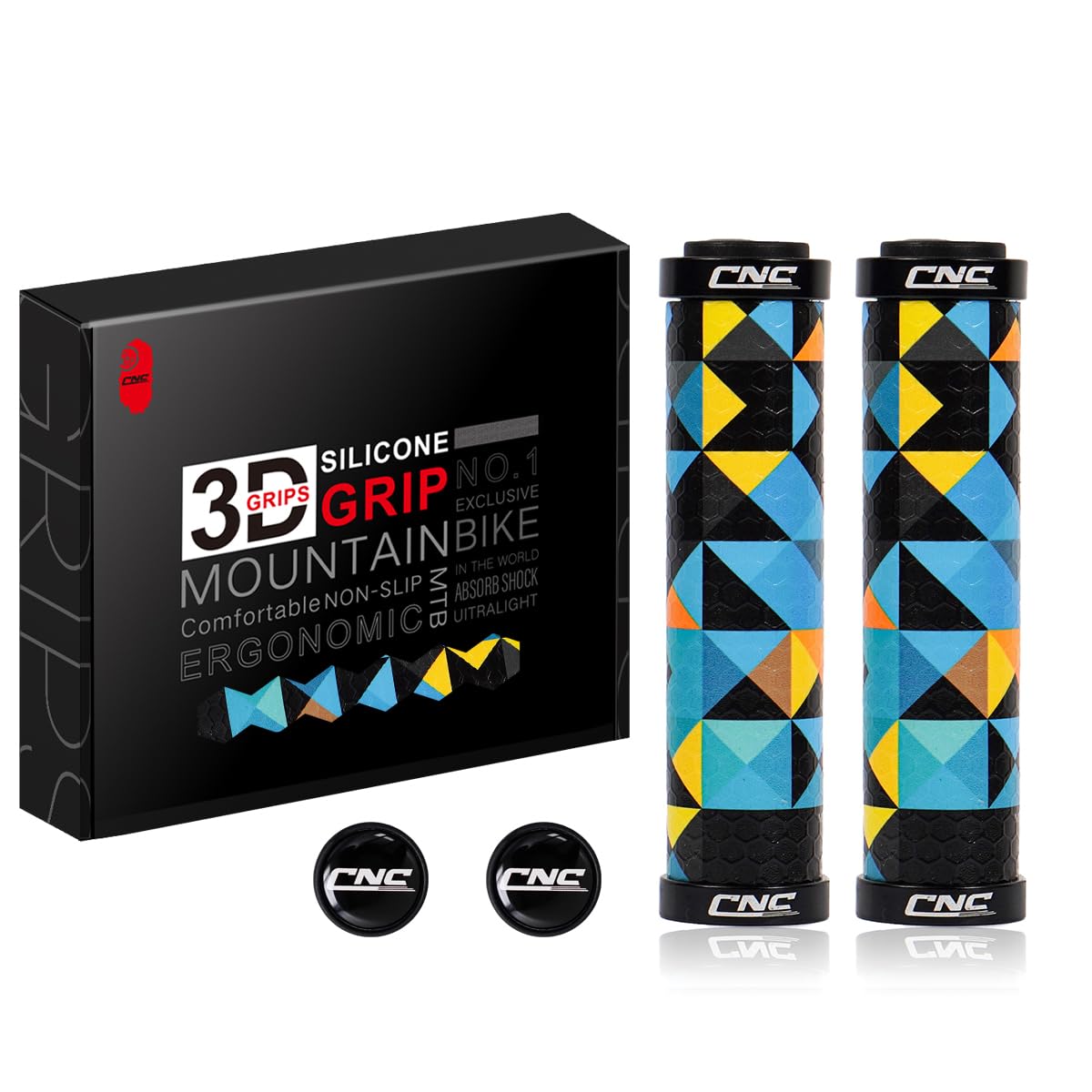 Chooee Silicone Mountain Bike Grips, MTB Grips Double Lock on Bicycle Handlebar Grip LFK