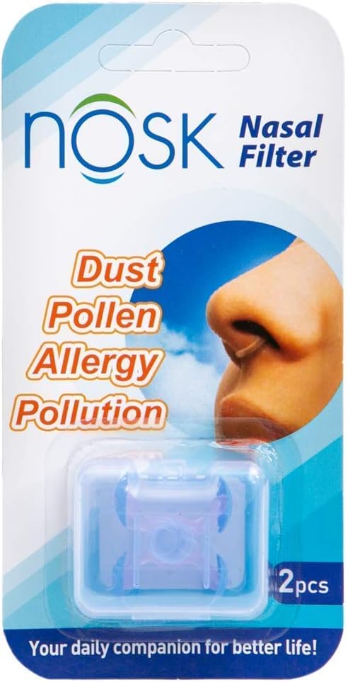 NOSK Nasal Filter - Allergen Advanced Breathable Nose Filter | Reducing Airborne Viruses, Allergens, Relieve Hay Fever, Pollen and Dust – Pack of 2 (Large)