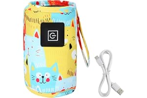ihreesy Portable Bottle Warmer,Adjustable 3 Temperature USB Travel Milk Heat Keeper Baby Bottle Heater Warming Bag Milk Heater Cover Bottle Warmer Insulation Bag,Yellow