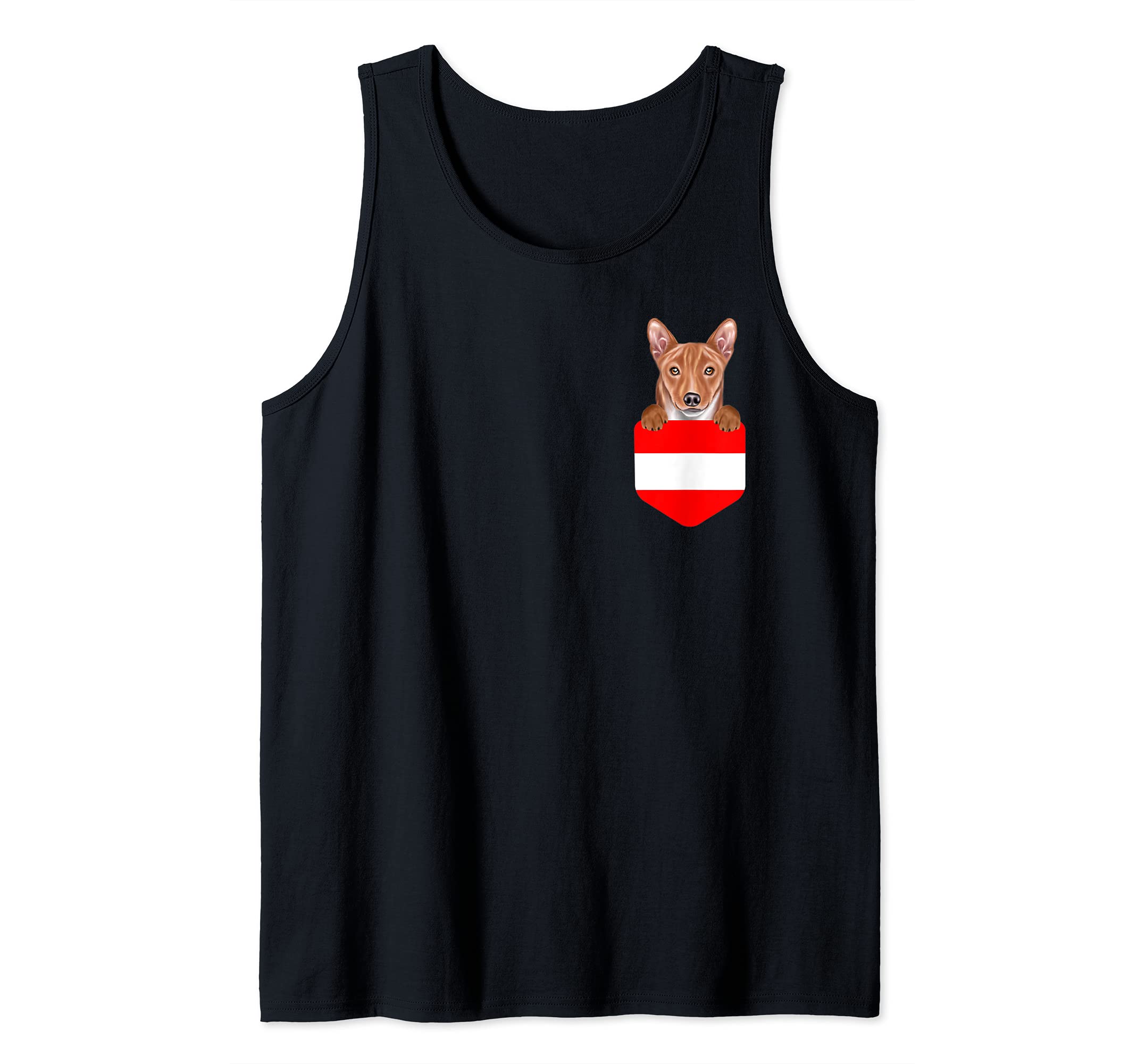 Austria Flag Basenji Dog In Pocket Tank Top