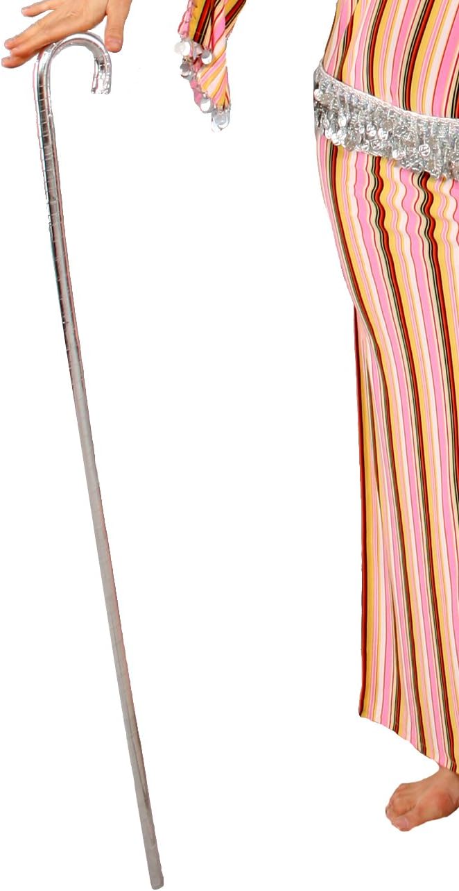 Metallic Performance Cane in Silver for Belly Dance - Lightweight Egyptian Dance Prop