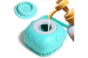 Woleigiao Pet Bath Brush Dog Baths Brush Shampoo Dispenser Soft Silicone Dog Bathing Brushes Dogs Shampoo Brushes scrubbers for Cats and Dogs Shower Brush Grooming (Blue)